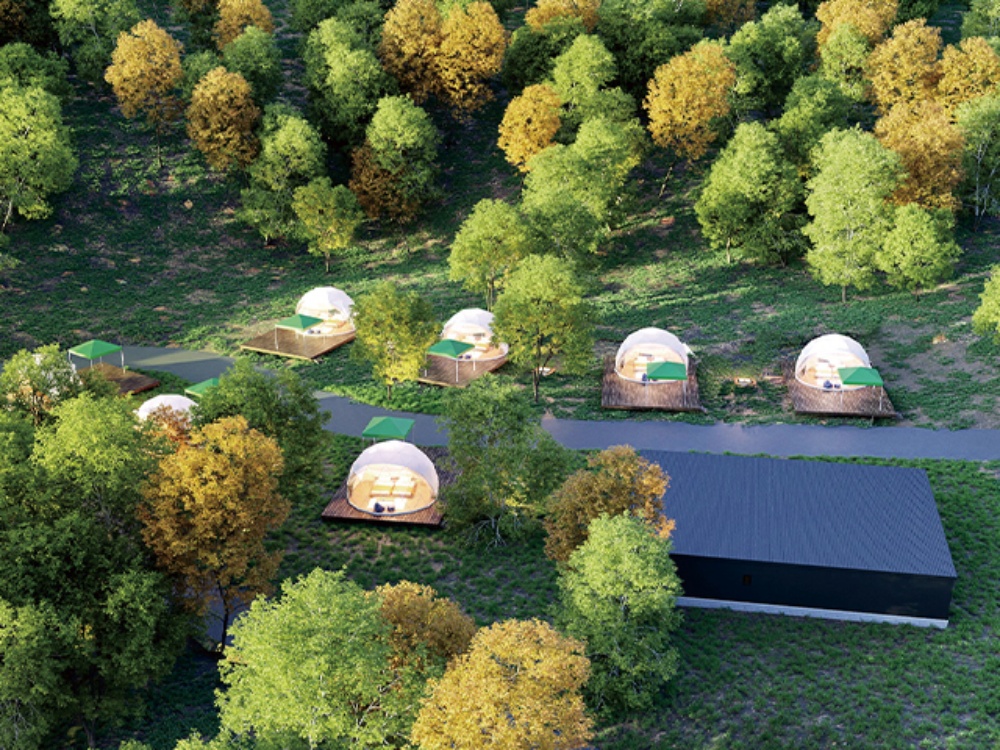   「THE FOREST」が予約開始。山梨のドームテント大型グランピング施設