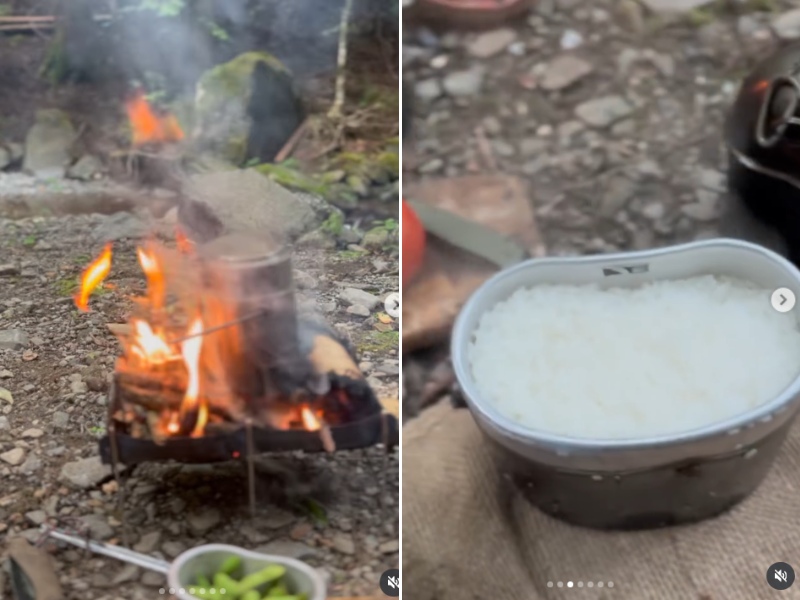   ソロキャンパー至福のドイツ軍メスキットで作る蒸気炊飯が無骨すぎる！